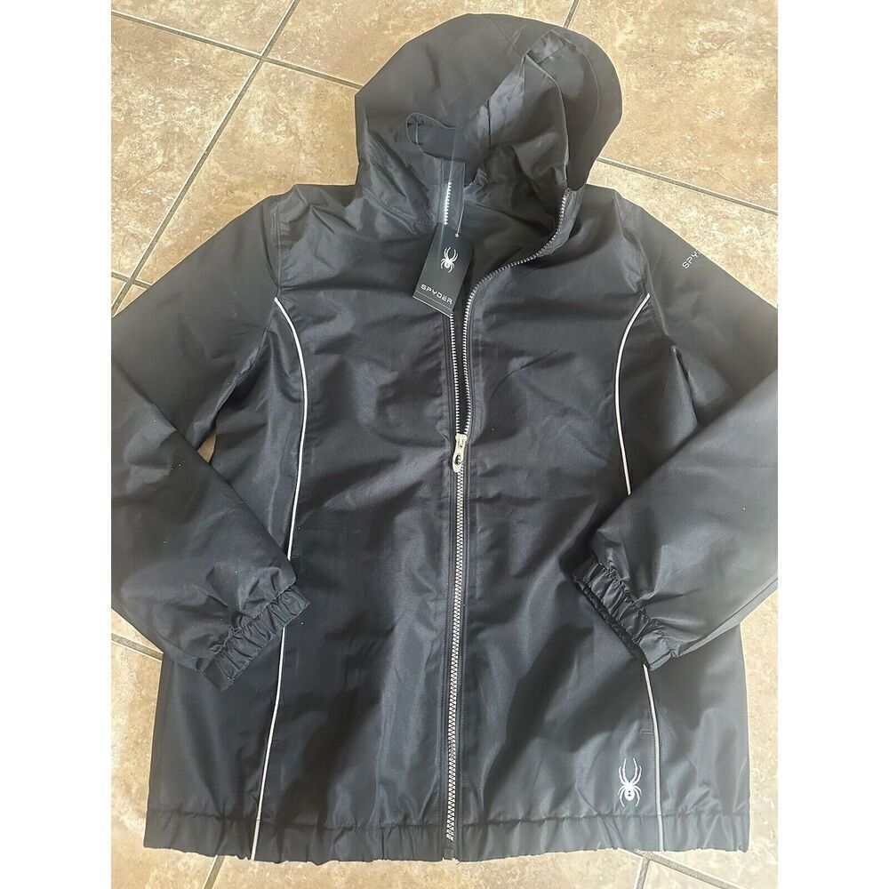 Nwt Spyder M Full Zip Hooded Softshell Jacket Black Women Logo